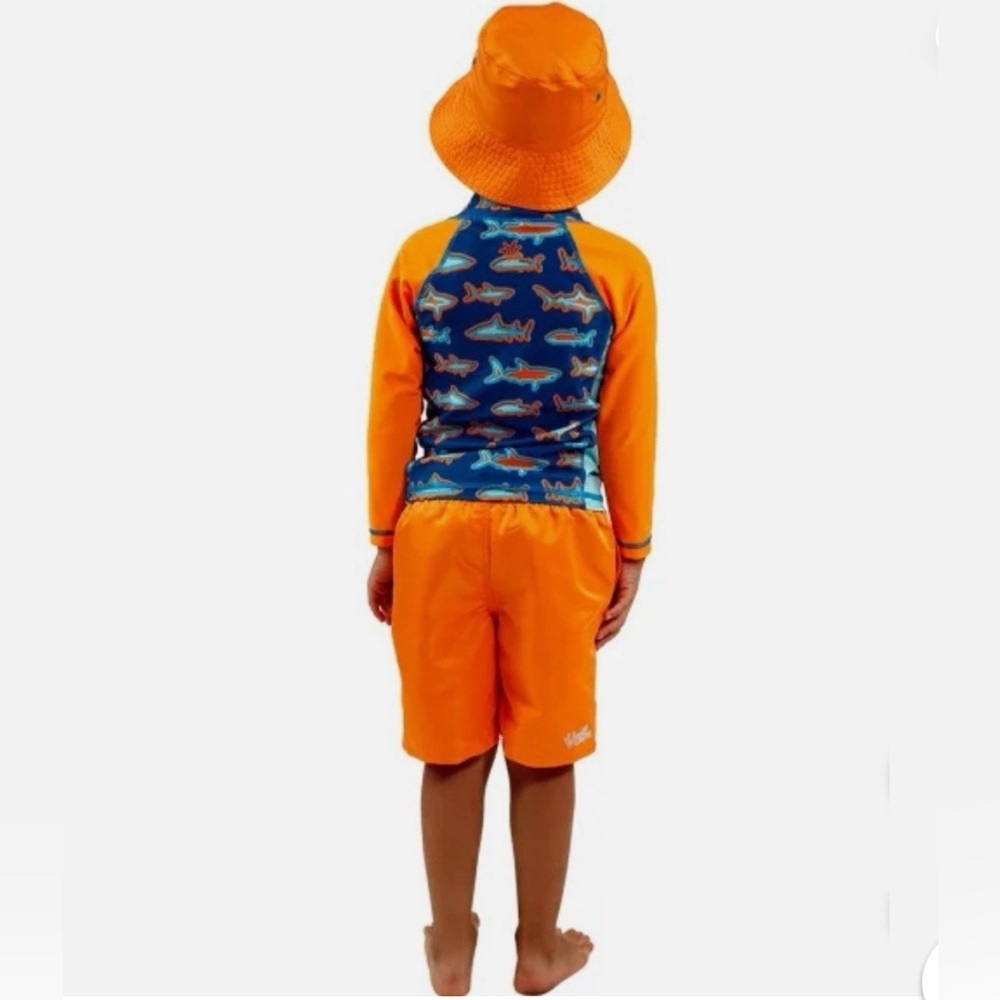 Orange and Blue Rashguard Swim Set with Sun Protection 🧴 🌴 - Picture 6 of 8